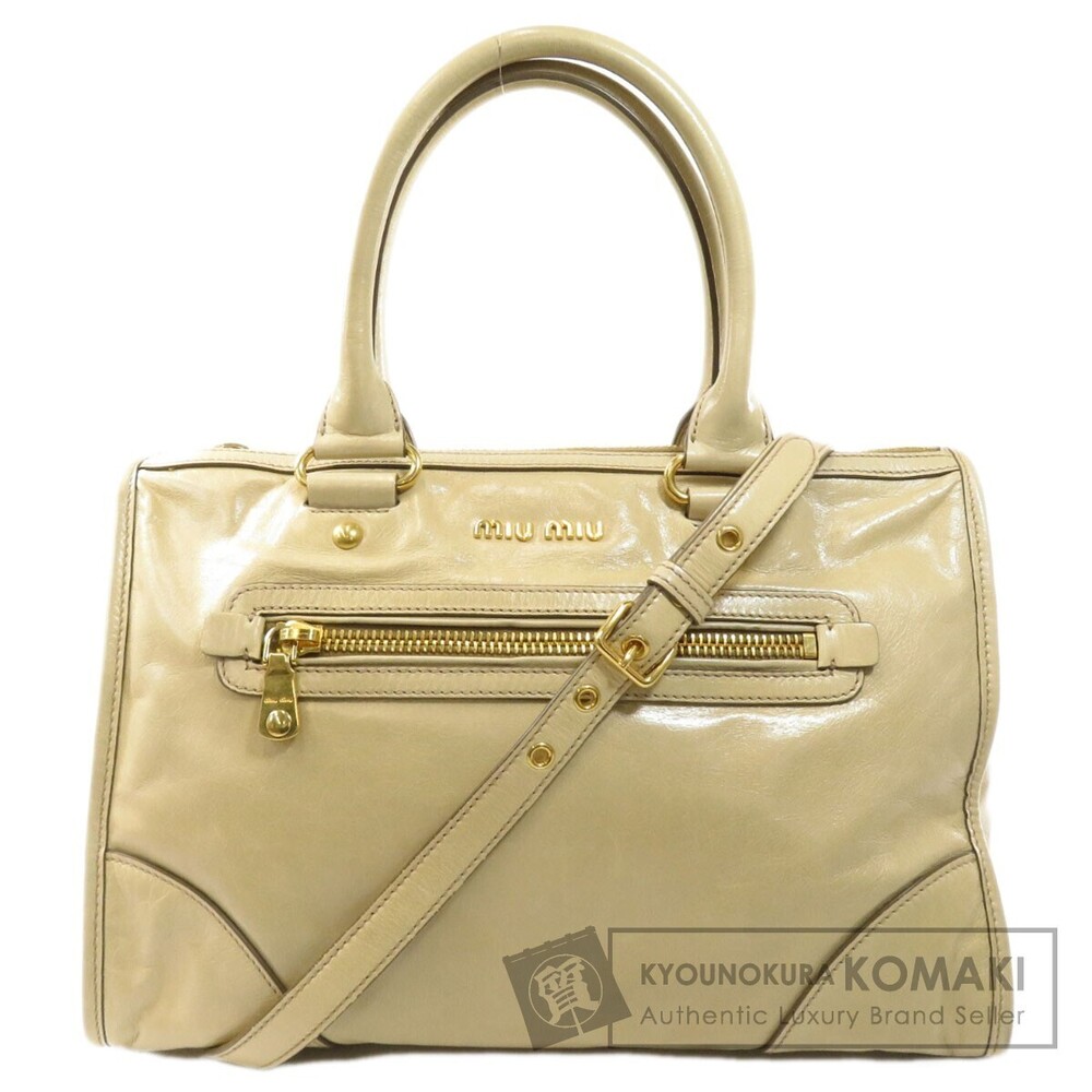 Miu Miu Vitello Shine leather satchel powder beige hue